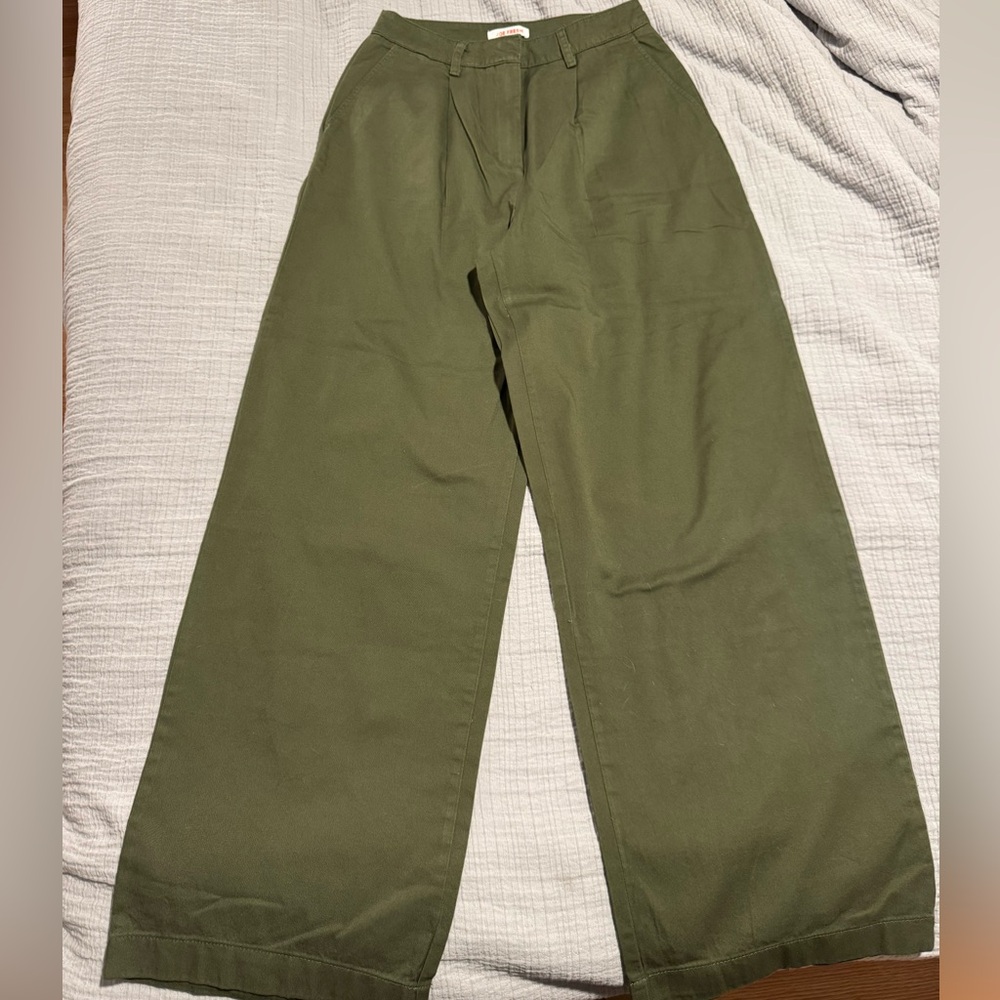 Joe Fresh Olive Green Wide-Leg Chinos